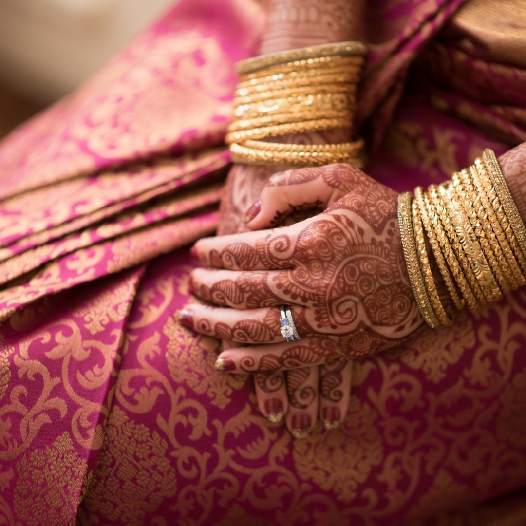 Henna tattoos on married woman hands